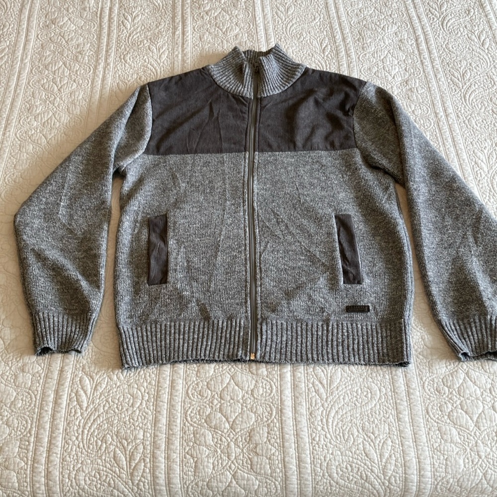 Buffalo David Bitton Watchman Zip Sweater Jacket Corduroy Trim Size Large